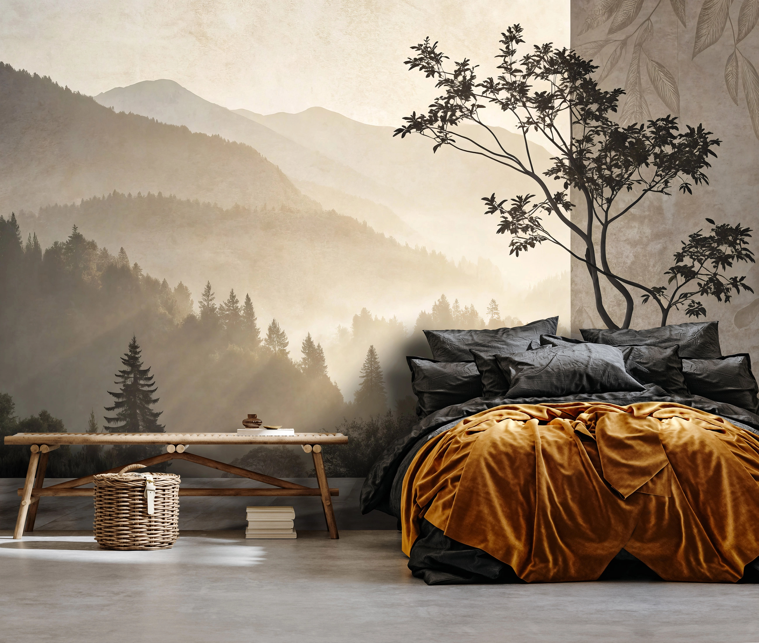 Fotótapéta hegyvidéki fenyőerdő a déli napsütésben 368x254 vlies