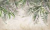 Fotótapéta homokbarna és zöld színű lelógó páfrány leveles mintával 368x254 vlies
