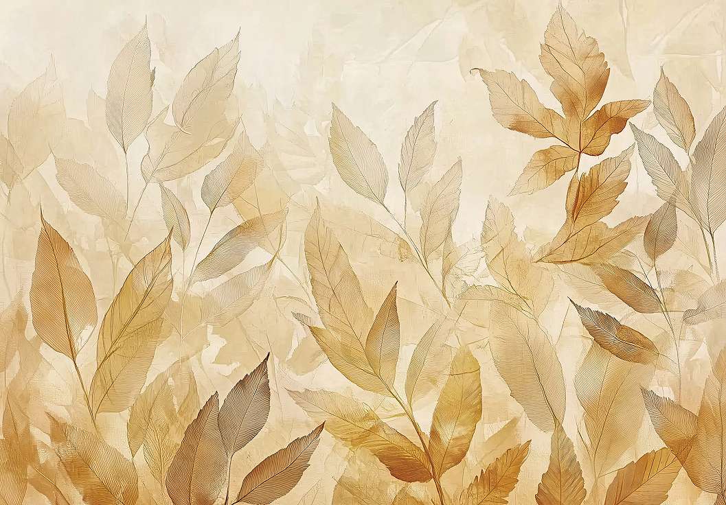 Fotótapéta, homoksárga színű falevél mintás 368x254 vlies