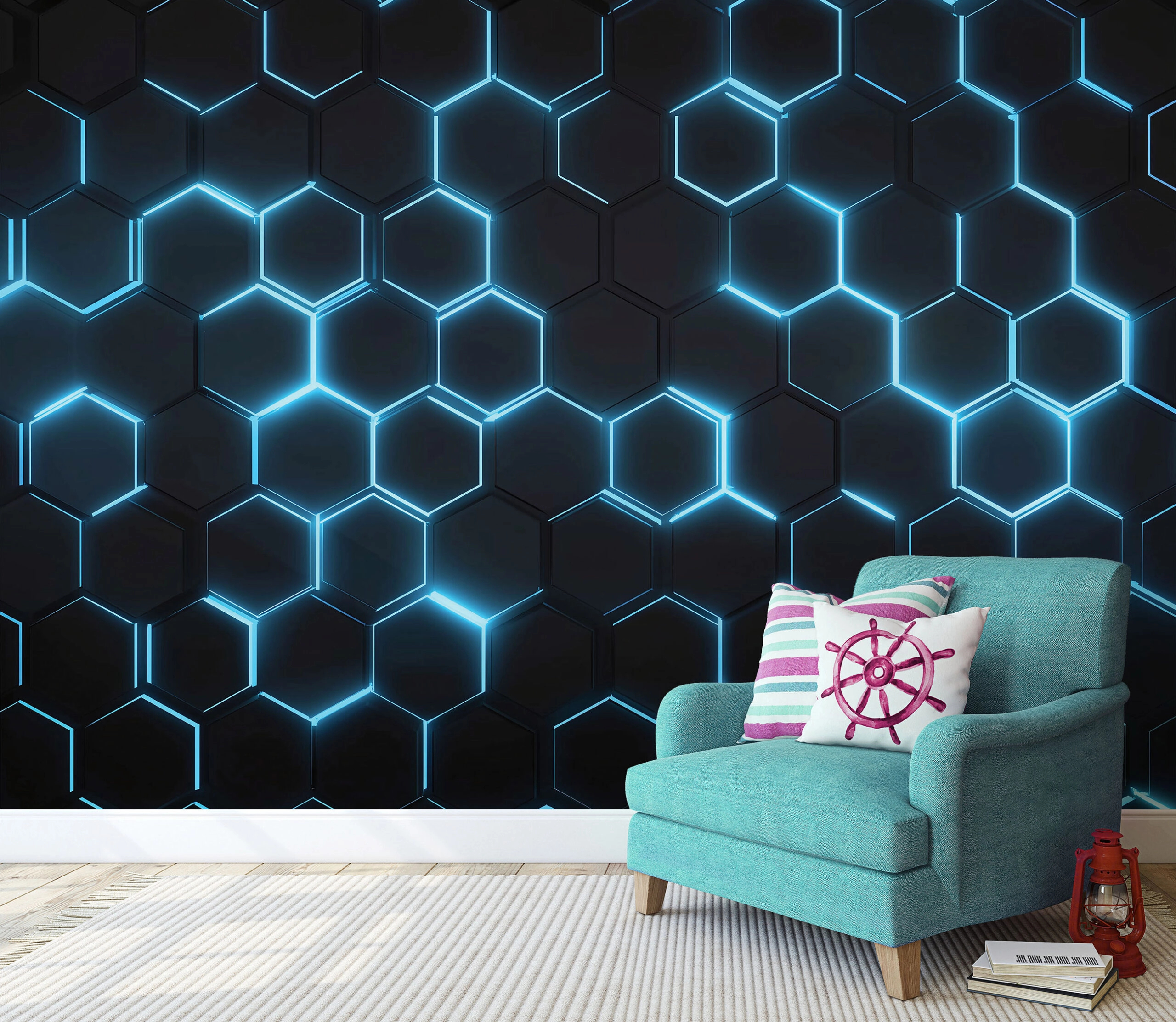 Fotótapéta kamasz szobába high-tech hatszög mintával 368x254 vlies
