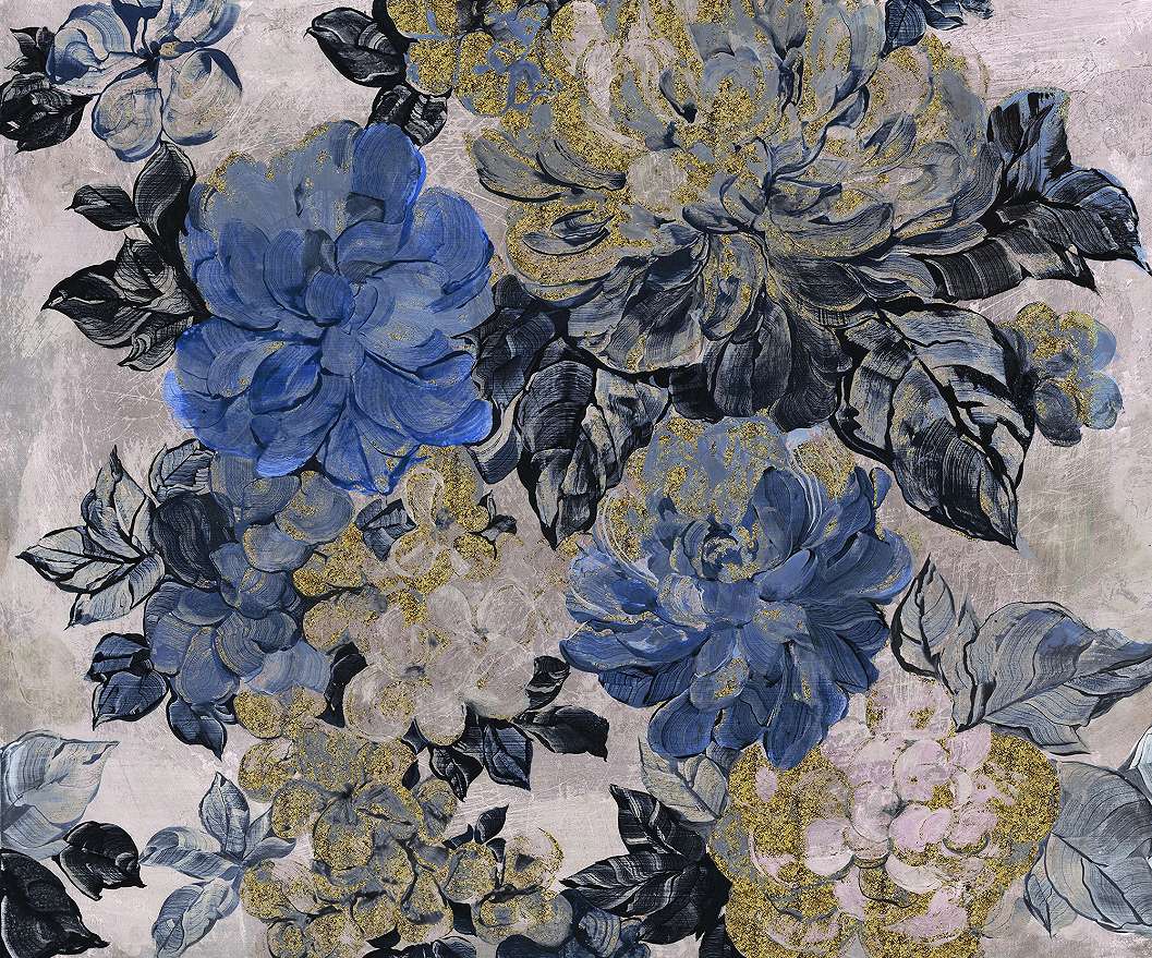 Fotótapéta kék romantikus virág mintával