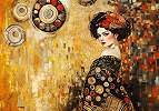 Fotótapéta Klimt ihlette női portré mintával 368x254 vlies