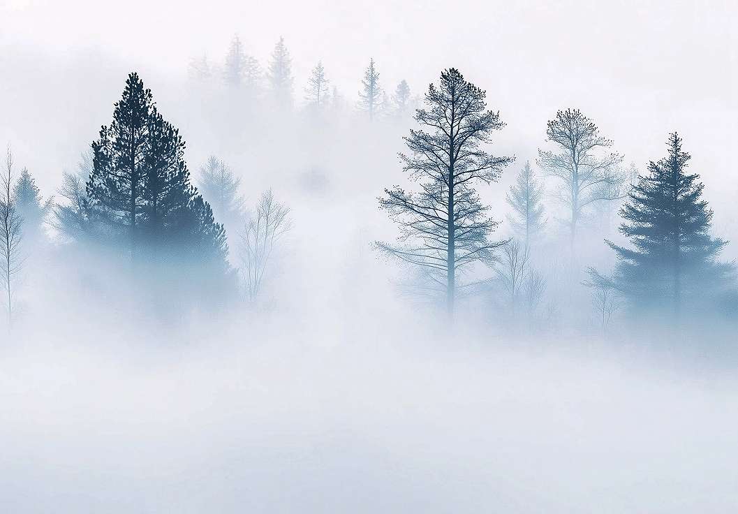 Fotótapéta ködös fenyőerdő mintával 368x254 vlies