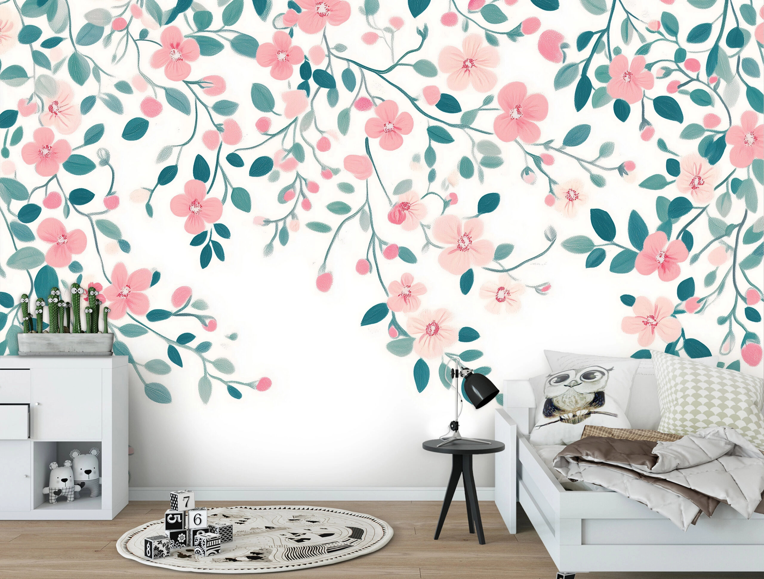 Fotótapéta lelógó virág indák mintával rózsaszín színnel 368x254 vlies