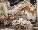 Fotótapéta loft stílusú márványkő mintás aranysárga, fehér, homokbarna és fekete színekkel 368x254 vlies