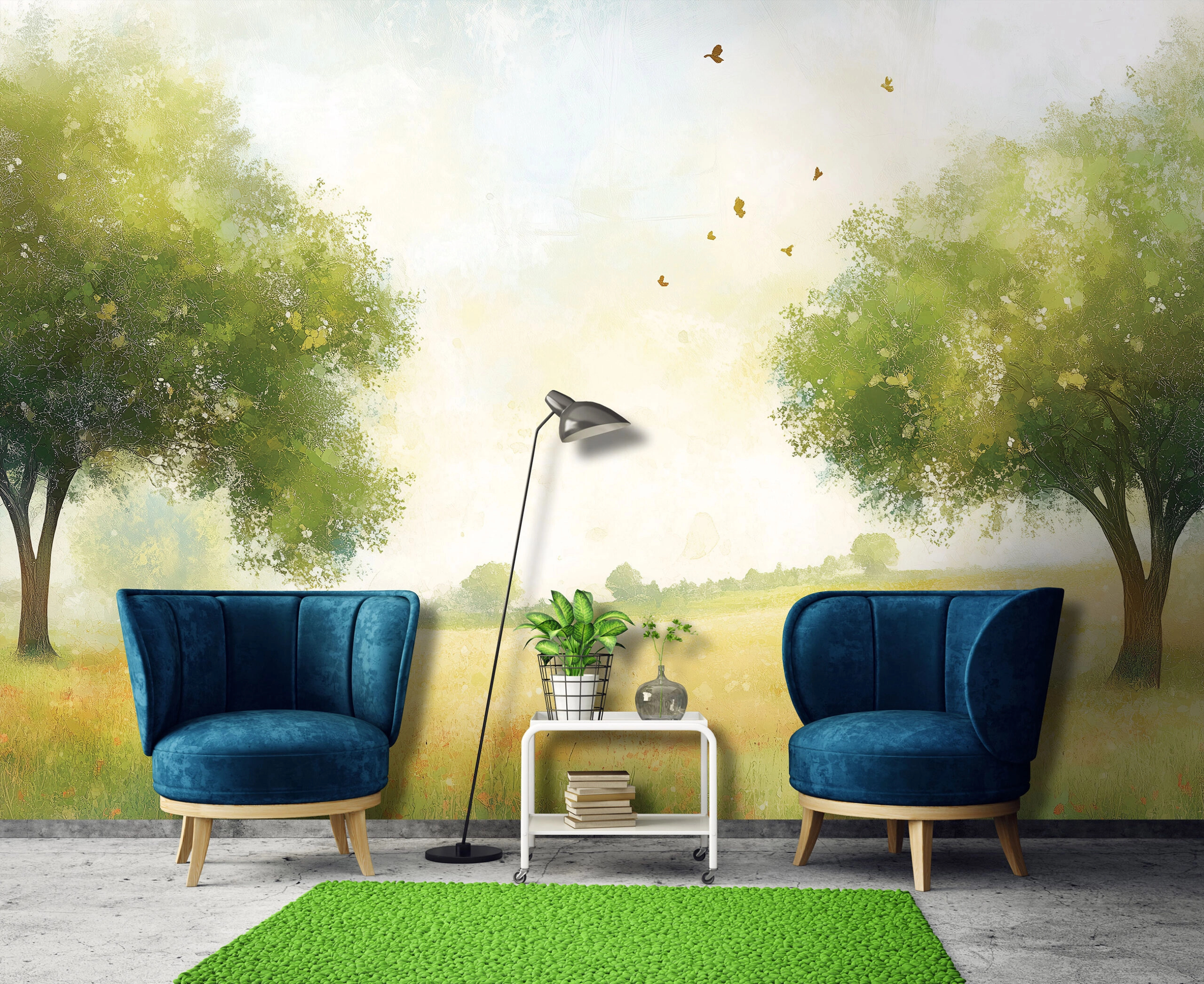 Fotótapéta mező fákkal mintával 368x254 vlies