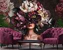 Modern és romantikus stílusú virágos női arc mintás fotótapéta 368x254 vlies