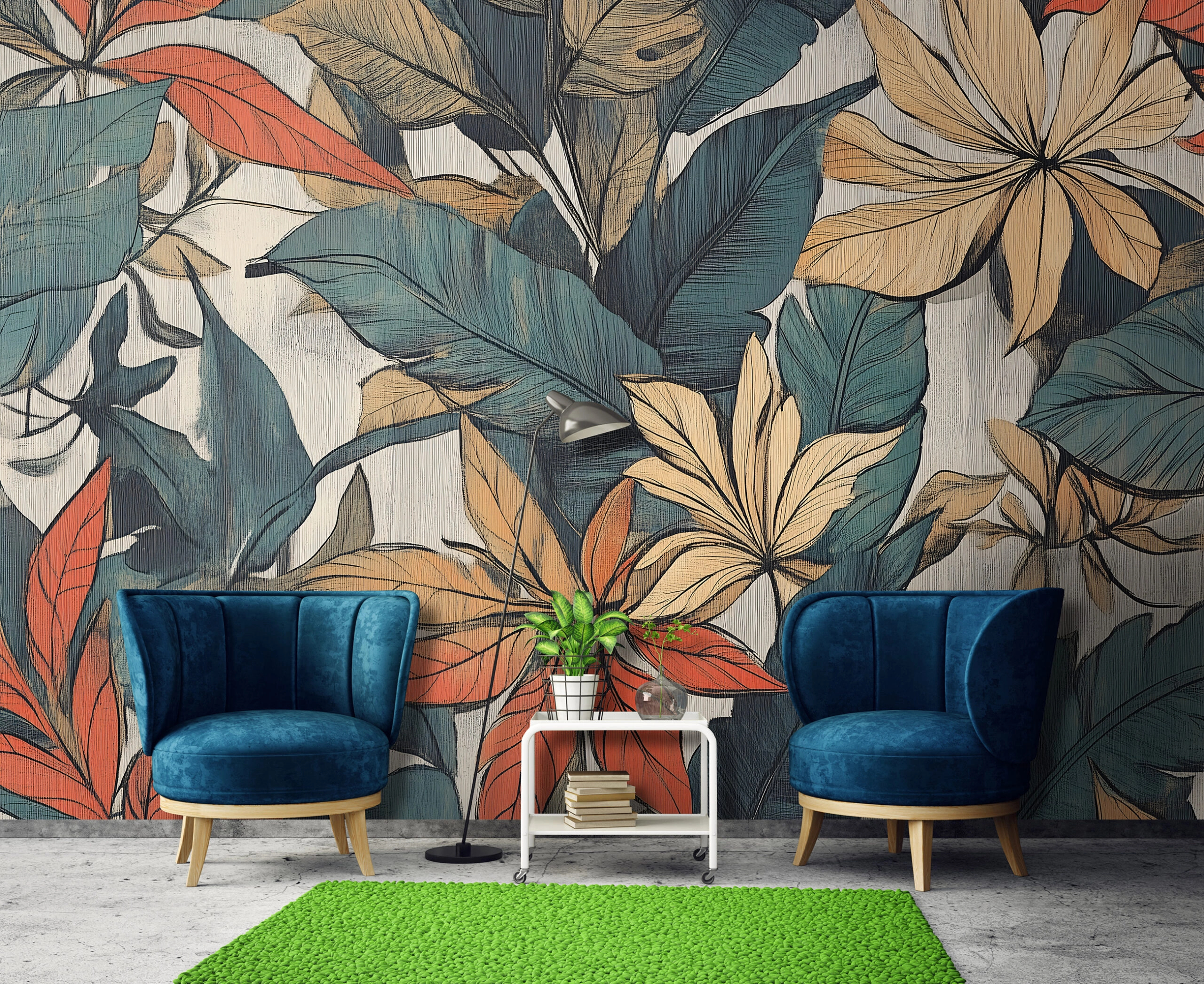 Fotótapéta nagy falevelek őszies színekben 368x254 vlies