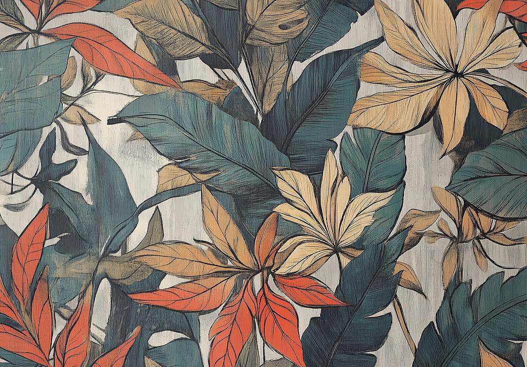 Fotótapéta nagy falevelek őszies színekben 368x254 vlies