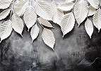 Fotótapéta nagyméretű levelek fentről lelógó mintával fekete-fehér színben 368x254 vlies