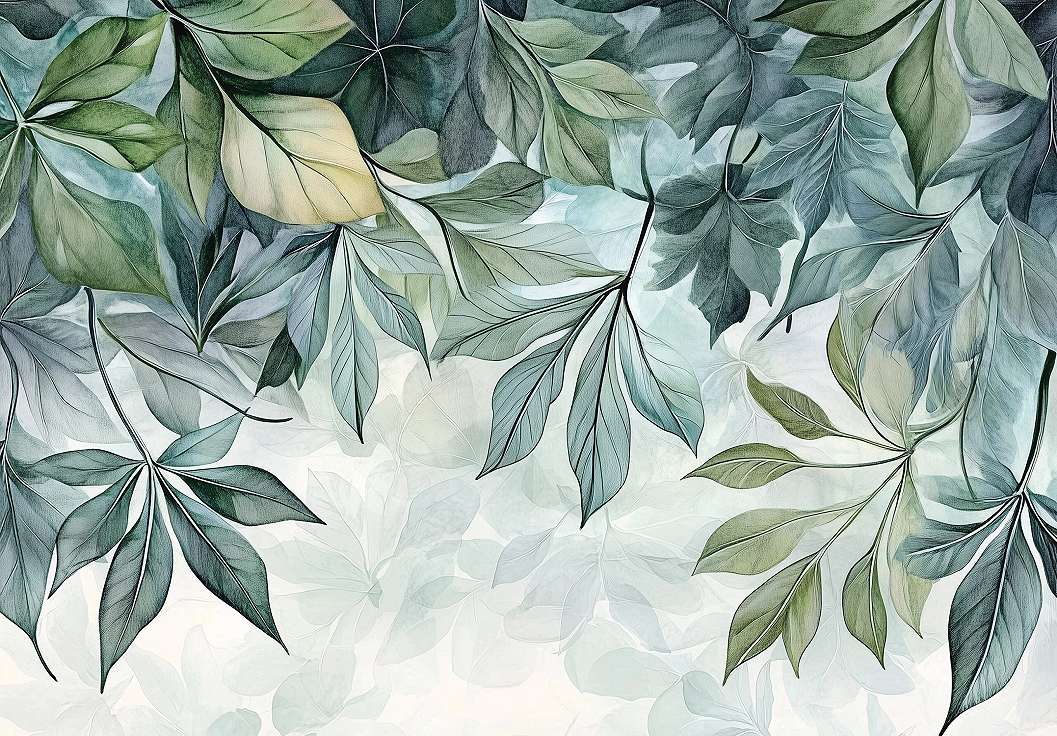 Fotótapéta nagyméretű levelek zöld színben 368x254 vlies