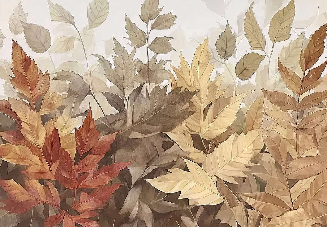 Fotótapéta őszies hatású barna leveles mintával 368x254 vlies