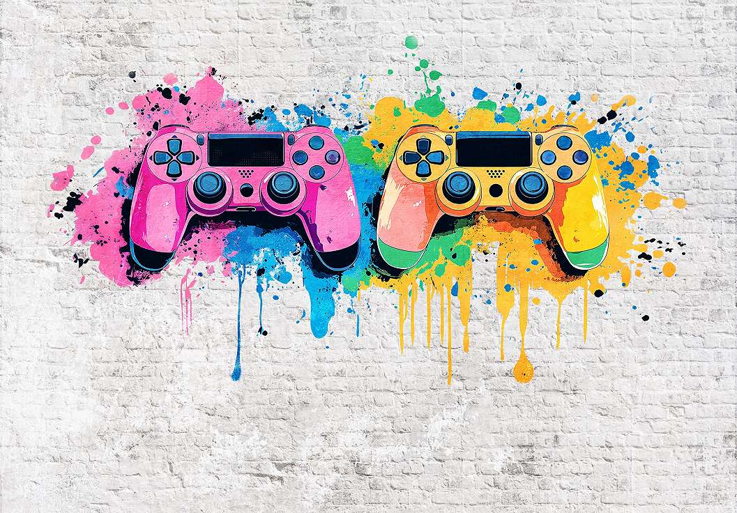 Fotótapéta PlayStation kontrollerek graffiti stílusban 368x254 vlies
