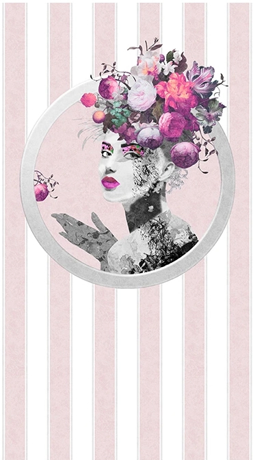 Fotótapéta Pompöös női portré rózsaszín csíkos háttérrel