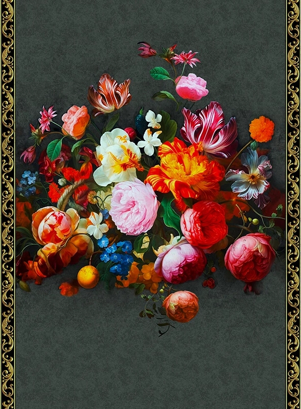 Fotótapéta provence virág mintával fekete színben