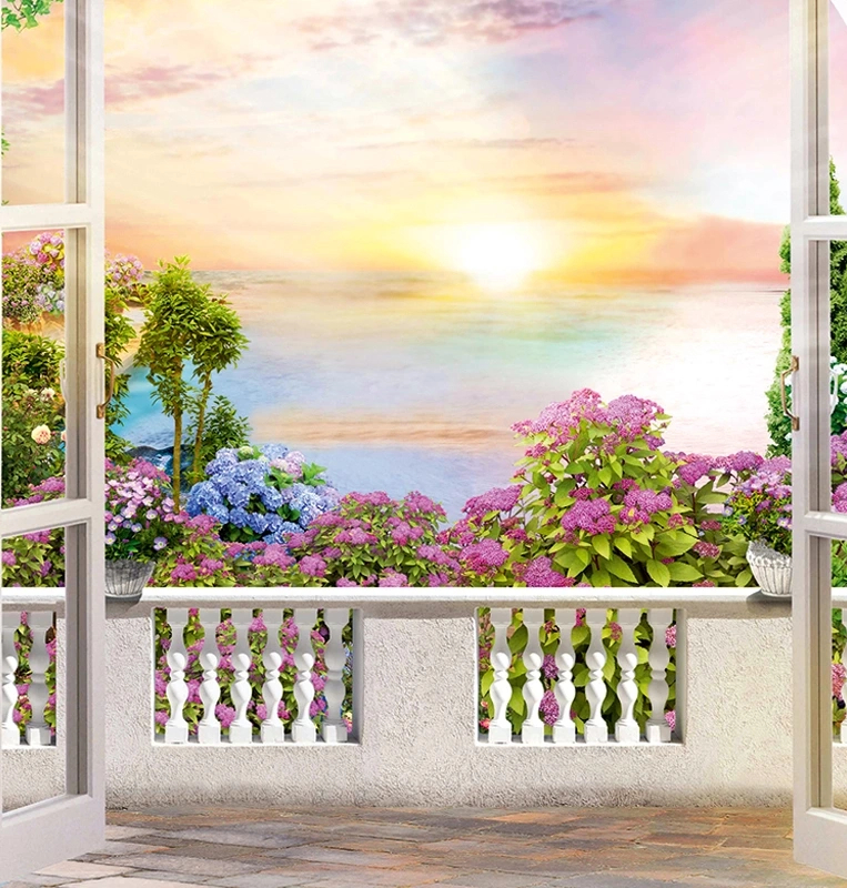 Fotótapéta provencei virágoskert kilátás mintával