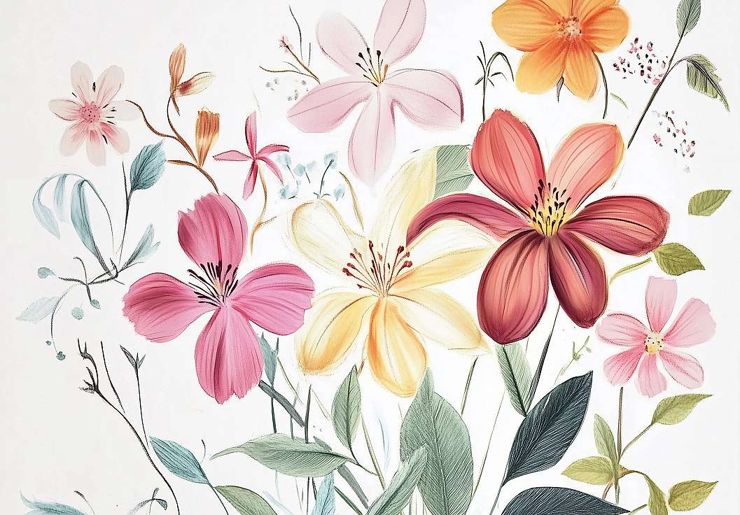 Fotótapéta rajzolt virág mintával 368x254 vlies