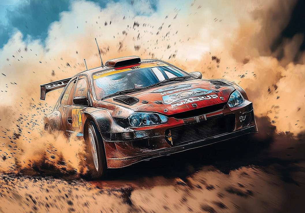 Fotótapéta rallyautó terepen mintával