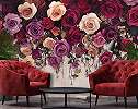 Fotótapéta rózsa mintával barack, vörös és lila színben 368x254 vlies