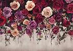 Fotótapéta rózsa mintával barack, vörös és lila színben 368x254 vlies
