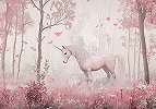 Fotótapéta rózsaszín mesebeli erdő unikornis mintával 368x254 vlies