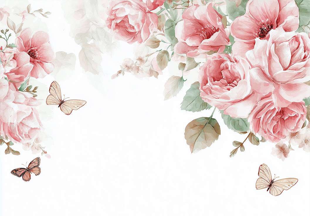 Fotótapéta rózsaszín rózsa mintával 368x254 vlies