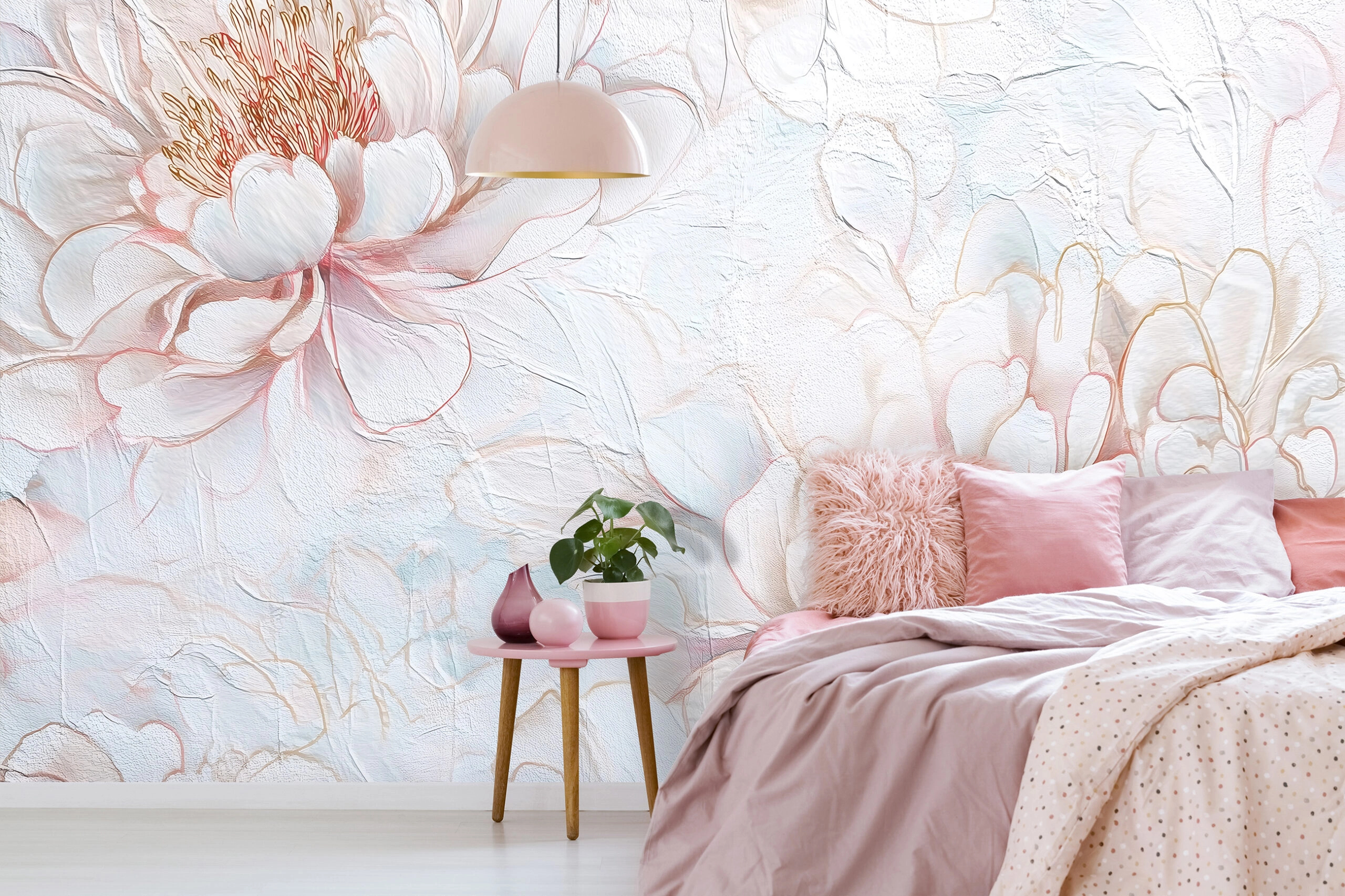 Fotótapéta rózsaszín vizililiom mintával 368x254 vlies