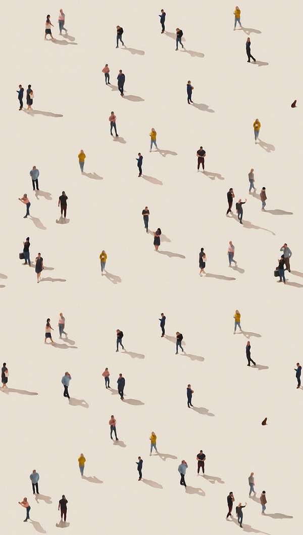 Fotótapéta sétálló ember mintákkal művészi stílusban