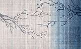 Fotótapéta szőtt hatású fehér és kék színátmenetes minta oldalról belógó faágakkal 368x254 vlies
