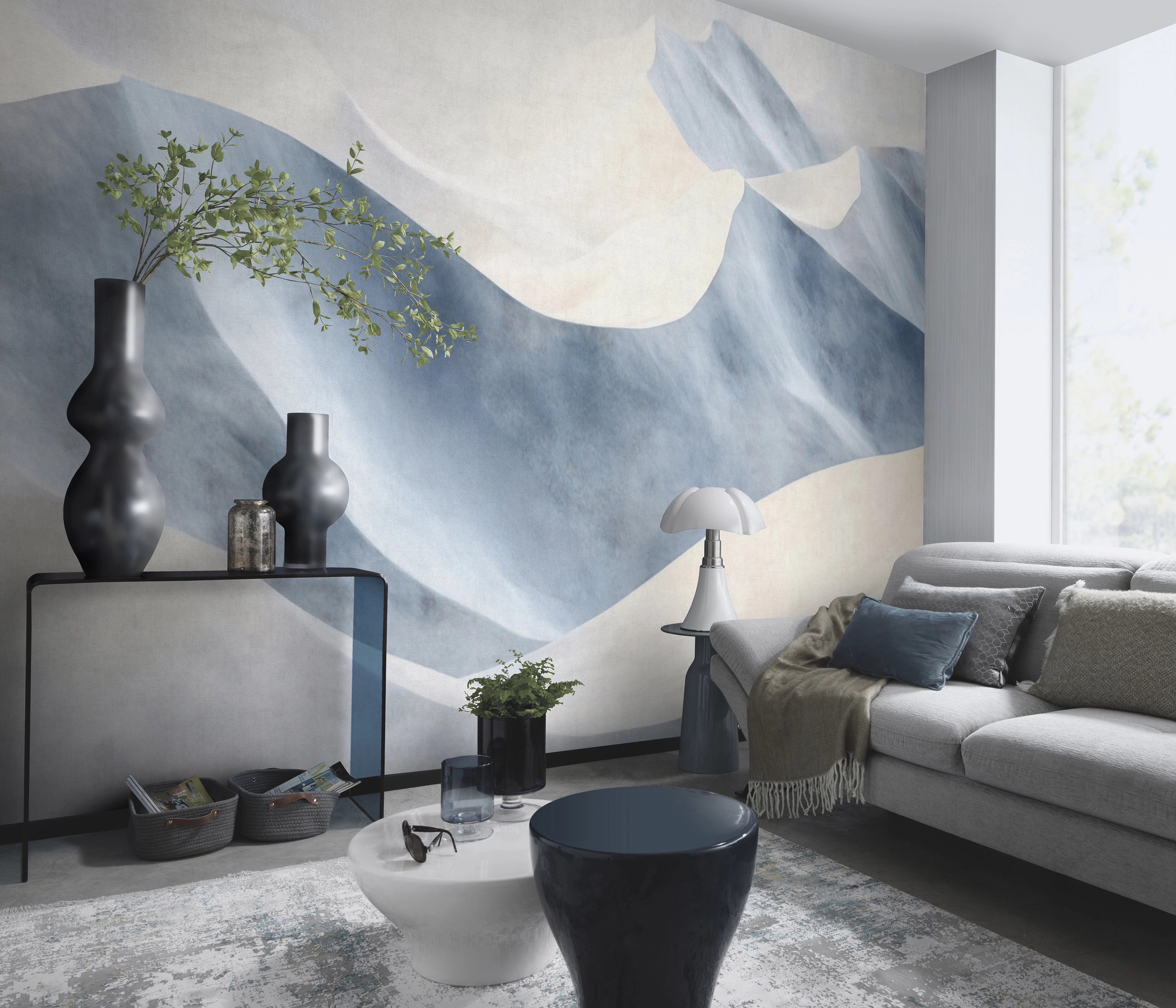 Fotótapéta szürkéskék absztrakt óriás hullám mintával