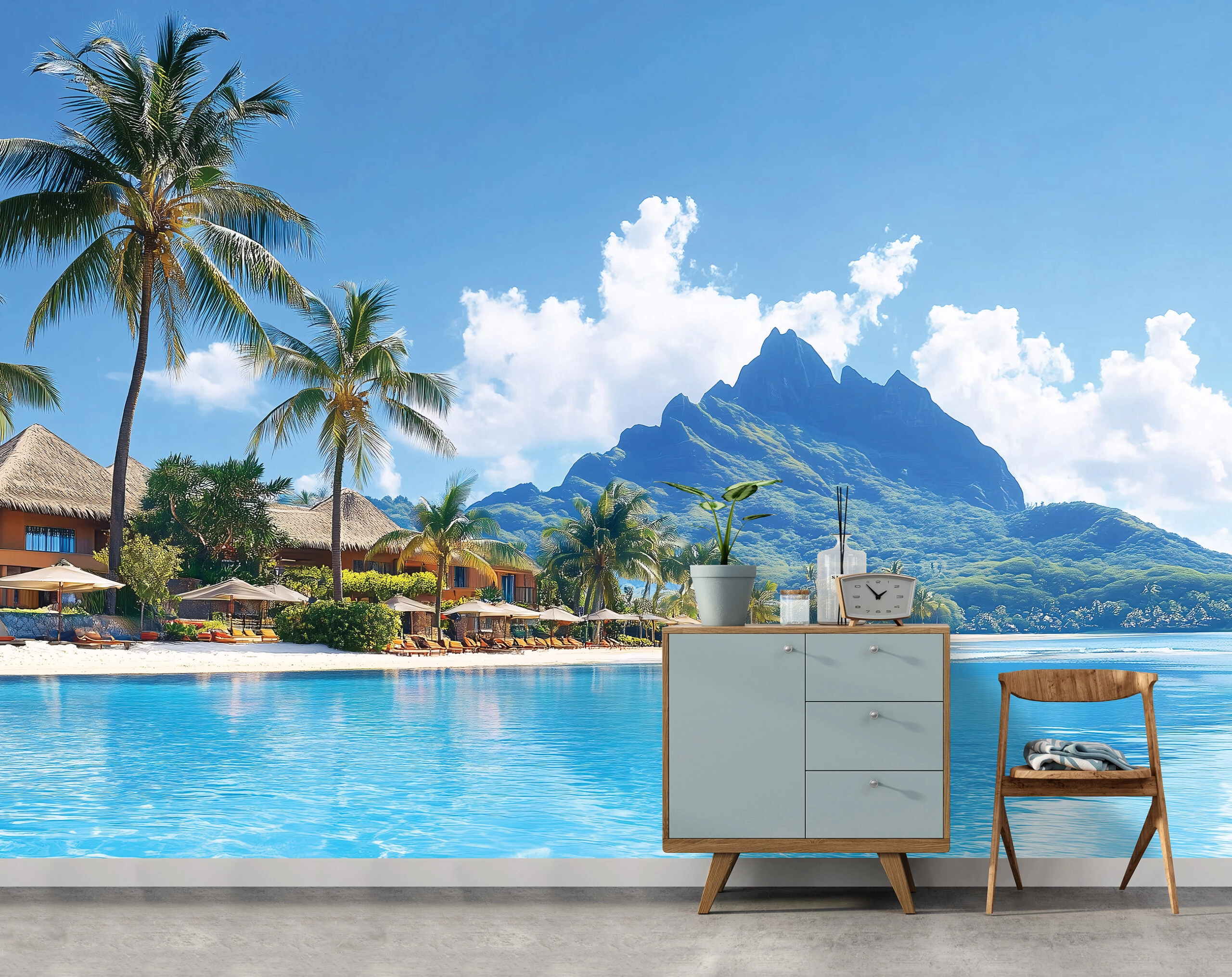 Fotótapéta tájkép trópusi tengerpart hegyekkel mintával 368x254 vlies