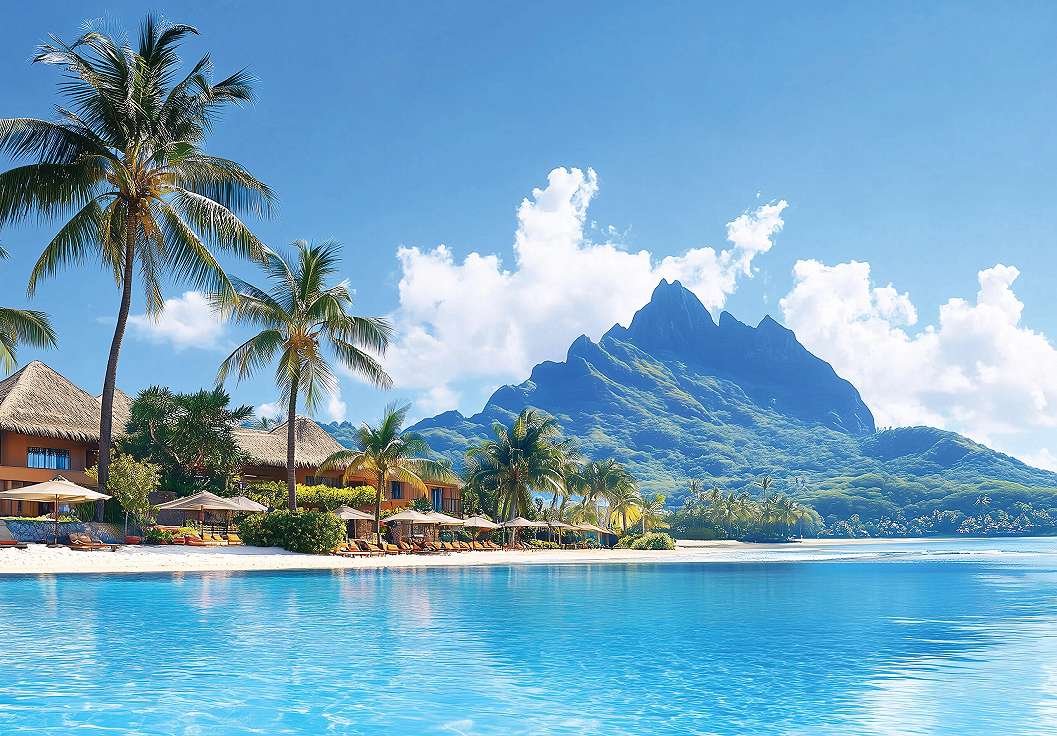 Fotótapéta tájkép trópusi tengerpart hegyekkel mintával 368x254 vlies