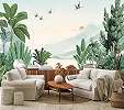 Fotótapéta üde festői trópusi tájkép repülő darumadarakkal 368x254 vlies