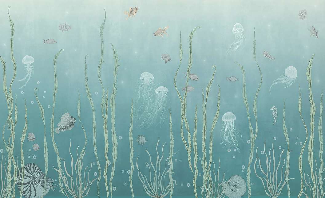 Fotótapéta világoskék, világos zöld és szürke színű tenger alatti világ 368x254 vlies