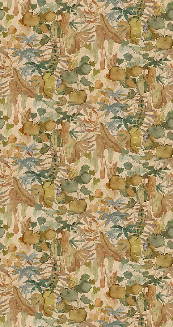 Fotótapéta viles, beige színű háttérrel absztrakt levél mintás