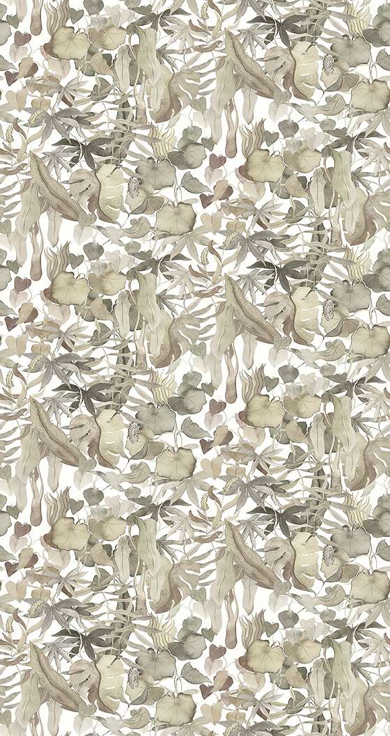 Fotótapéta viles, fehér színű háttérrel absztrakt levél mintás