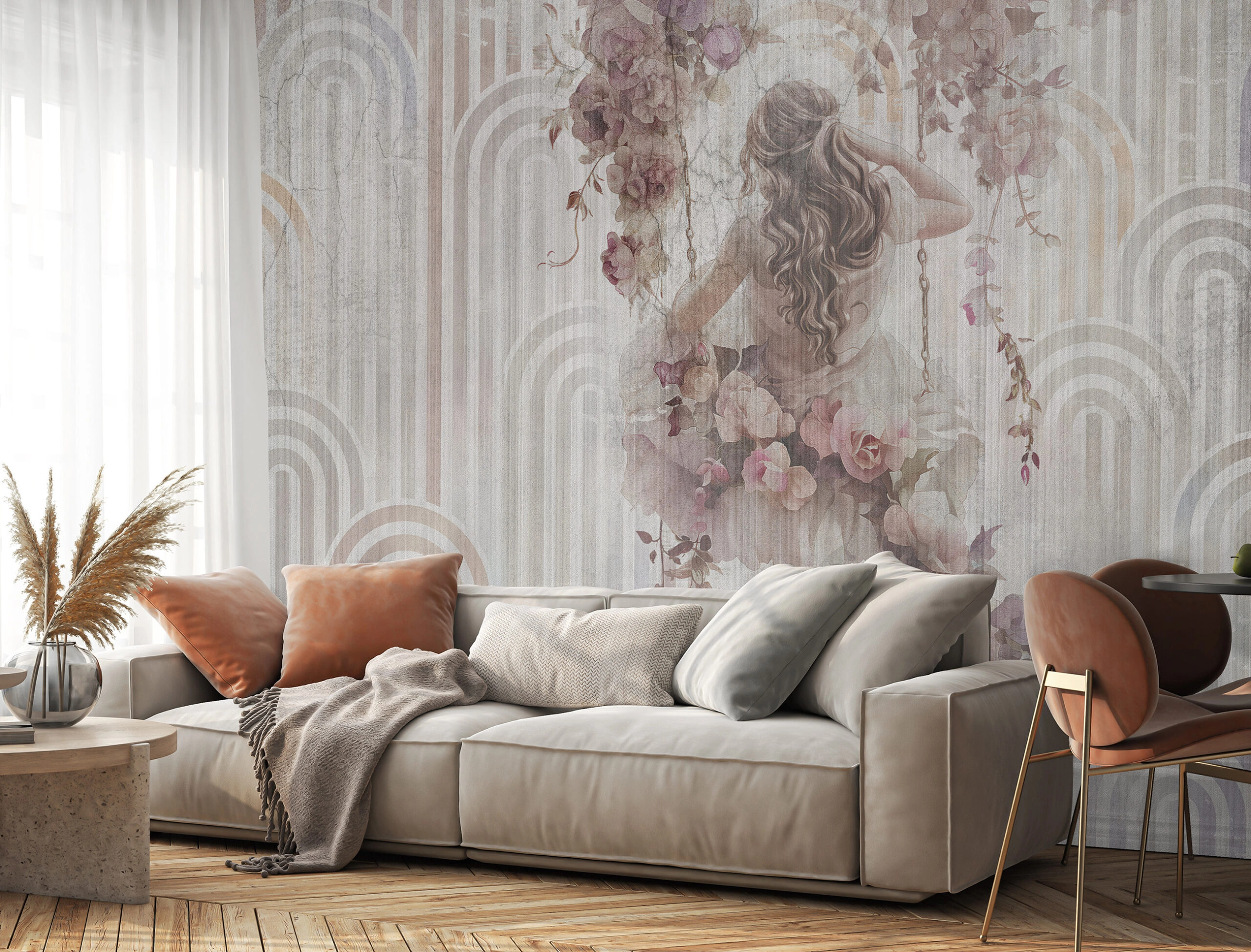 Fotótapéta vintage hintázó lány mintával 368x254 vlies