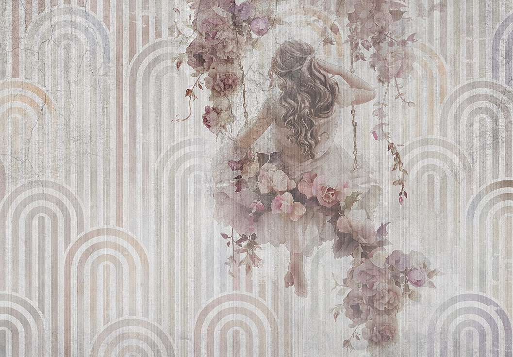 Fotótapéta vintage hintázó lány mintával 368x254 vlies