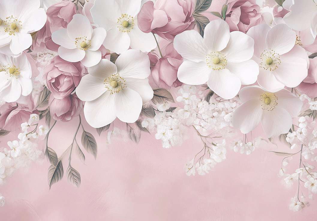 Fotótapéta virág mintával rózsaszín színben 368x254 vlies