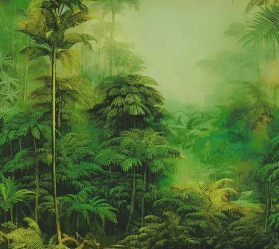 Fotótapéta zöld festői dzsungel mintával vinyl mosható
