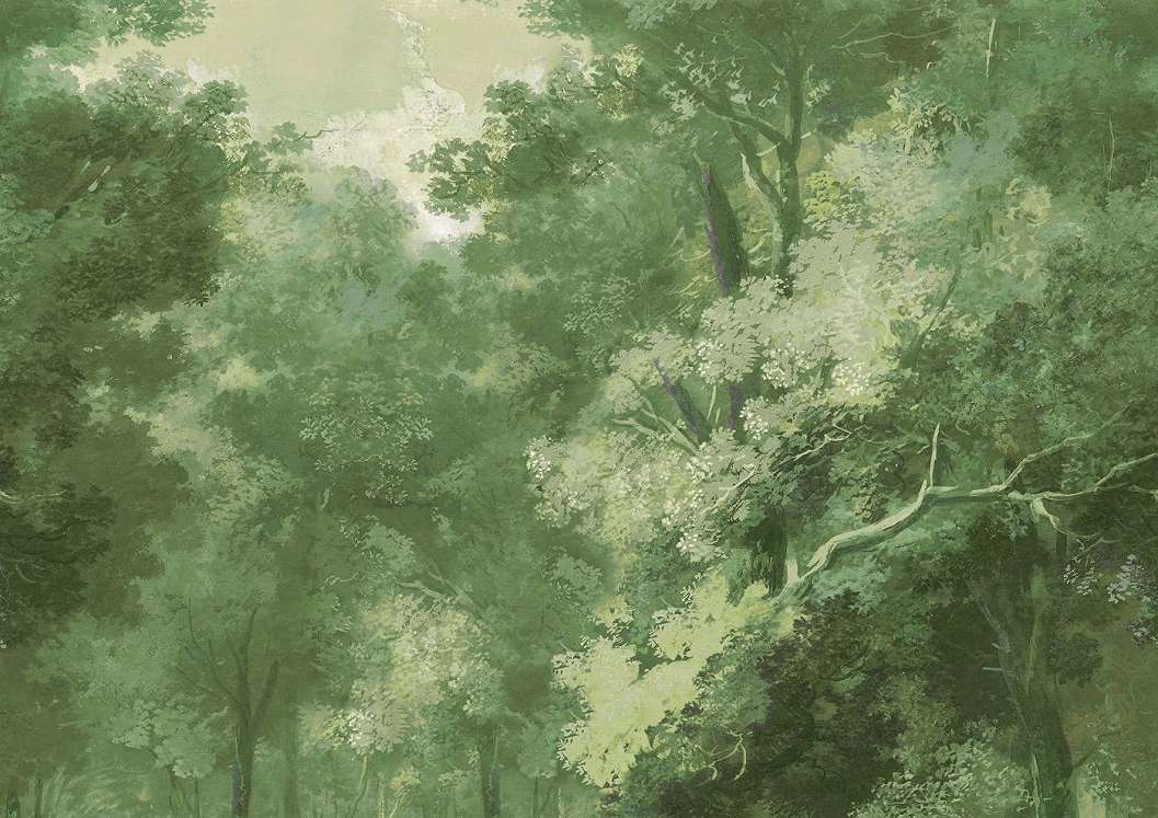 Fotótapéta zöld színvilágú erdei tájképpel