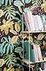 Francia design tapéta színes bohém botanikus pálmaleveles mintával