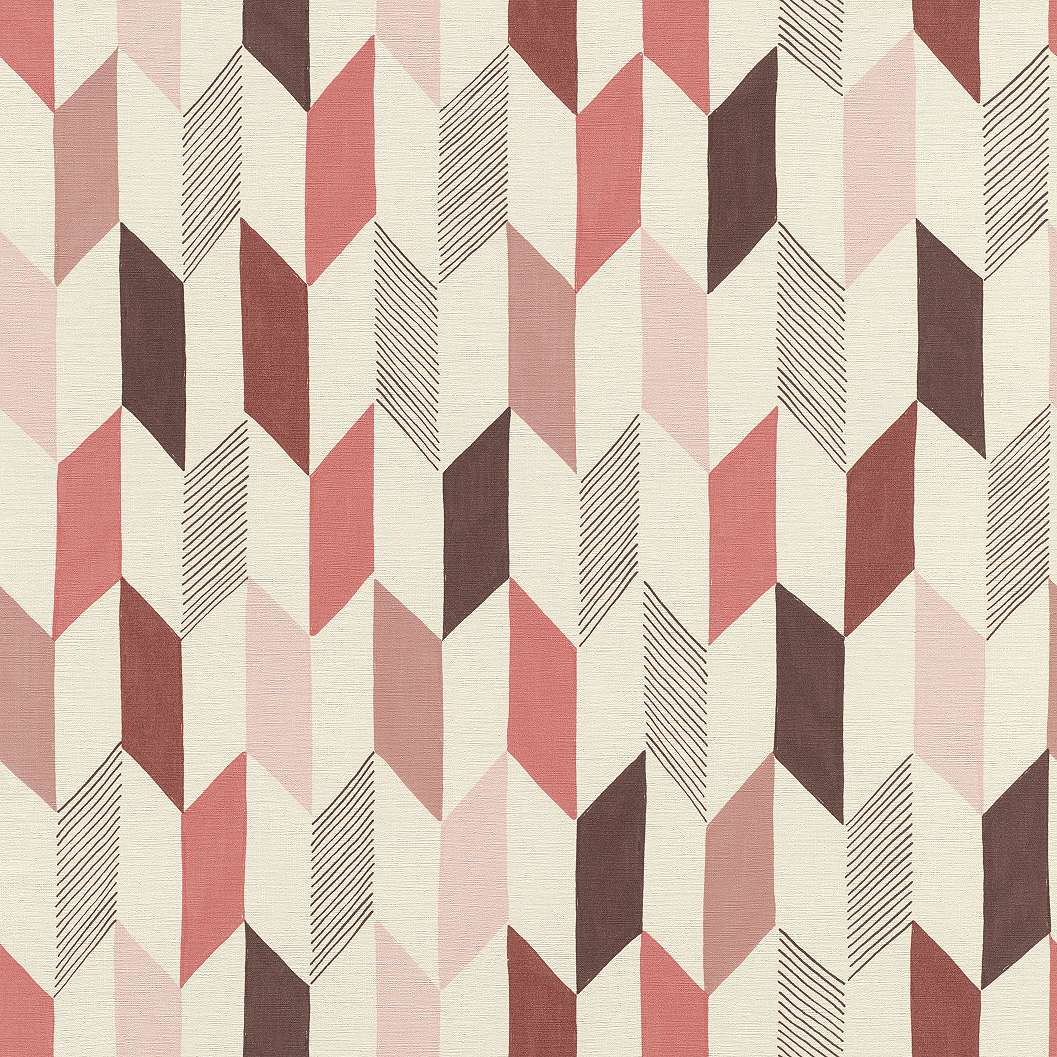 Geometria mintás tapéta vörös, pink színű mintákkal
