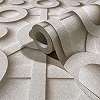 Geometriai kör és rács mintás rózsaszín-beige színű dekor tapéta