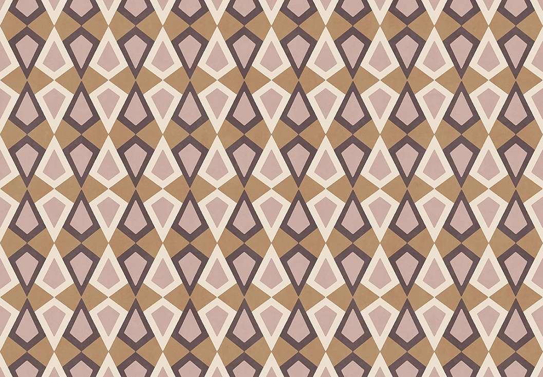 Geometriai mintás barna és lila színű mosható dekor tapéta