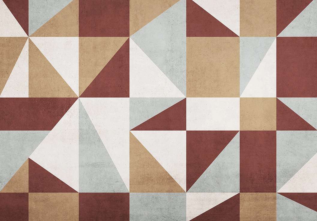 Geometriai mintás bordó és terrakotta színű fotótapéta 368x254 vlies