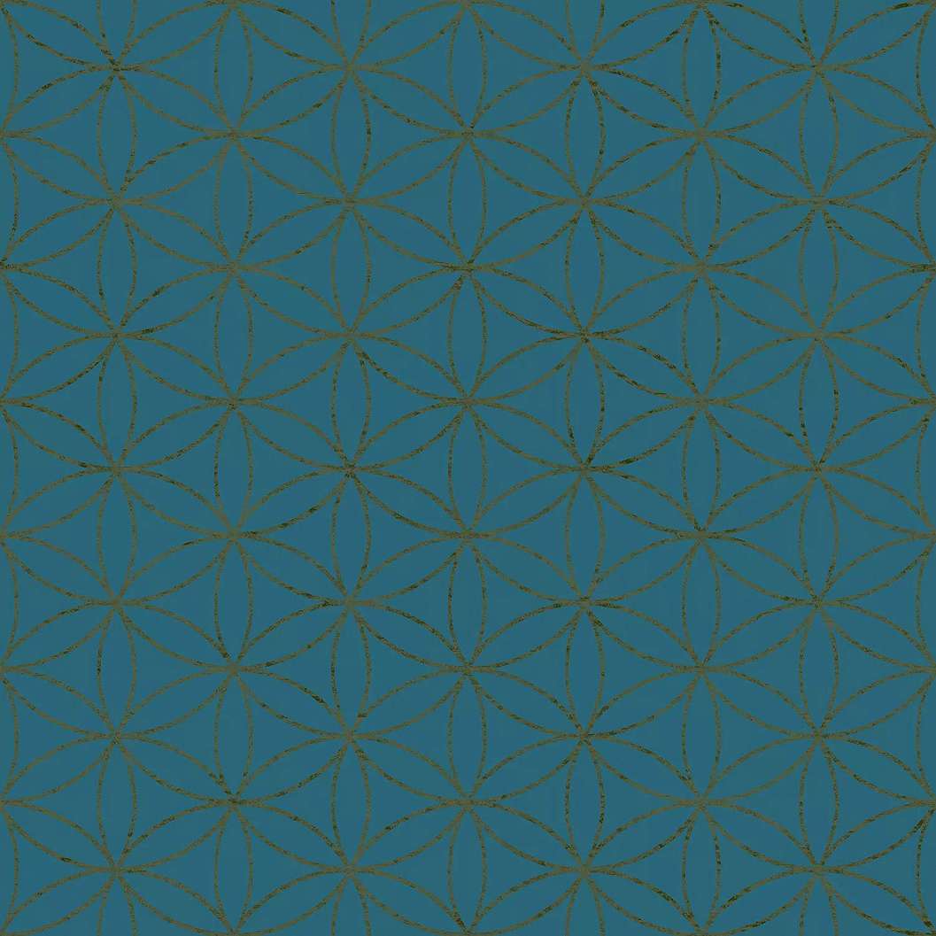 Geometriai mintás design tapéta kék színben