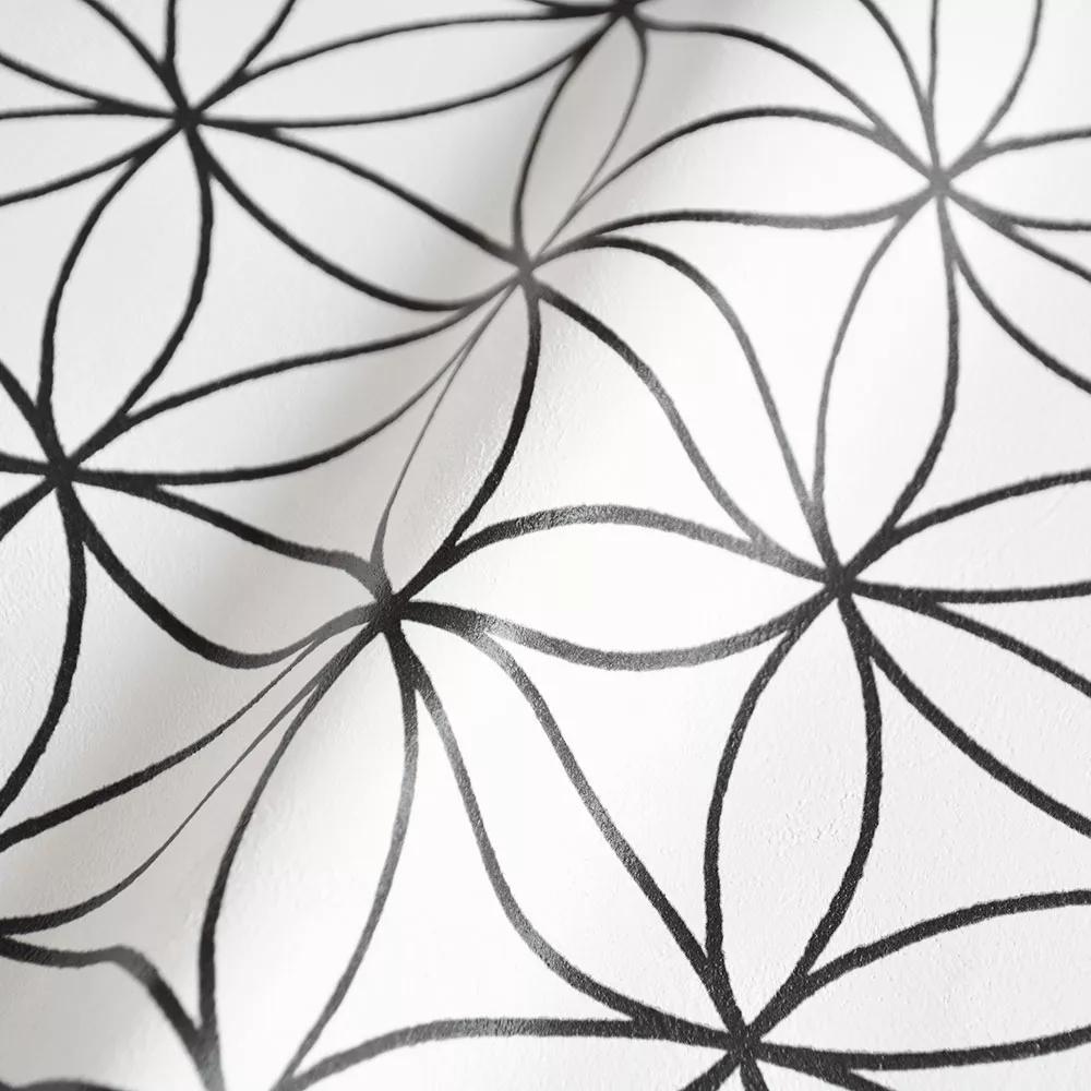 Geometrikus design tapéta fekete fehér színben