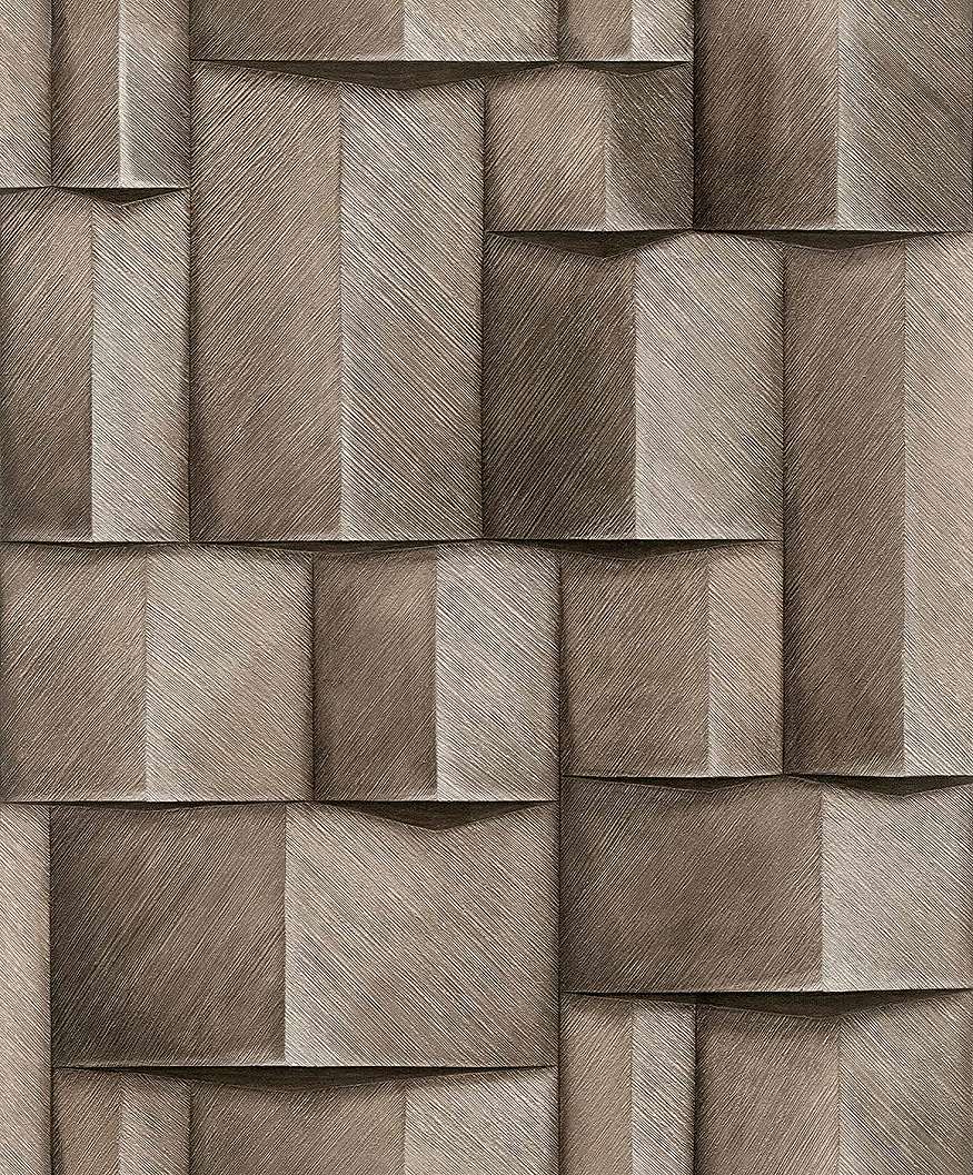 Geometrikus mintás fahatású szürkésbarna színű dekor tapéta