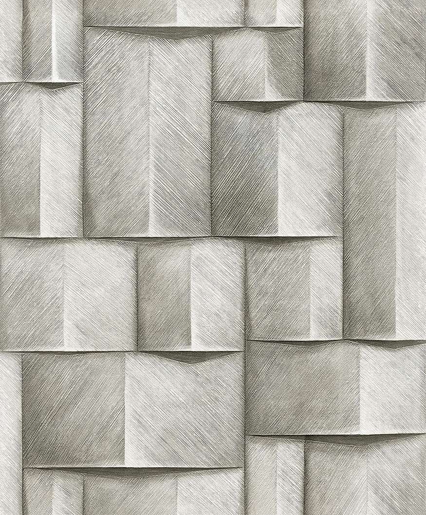 Geometrikus mintás fahatású világosszürke színű dekor tapéta